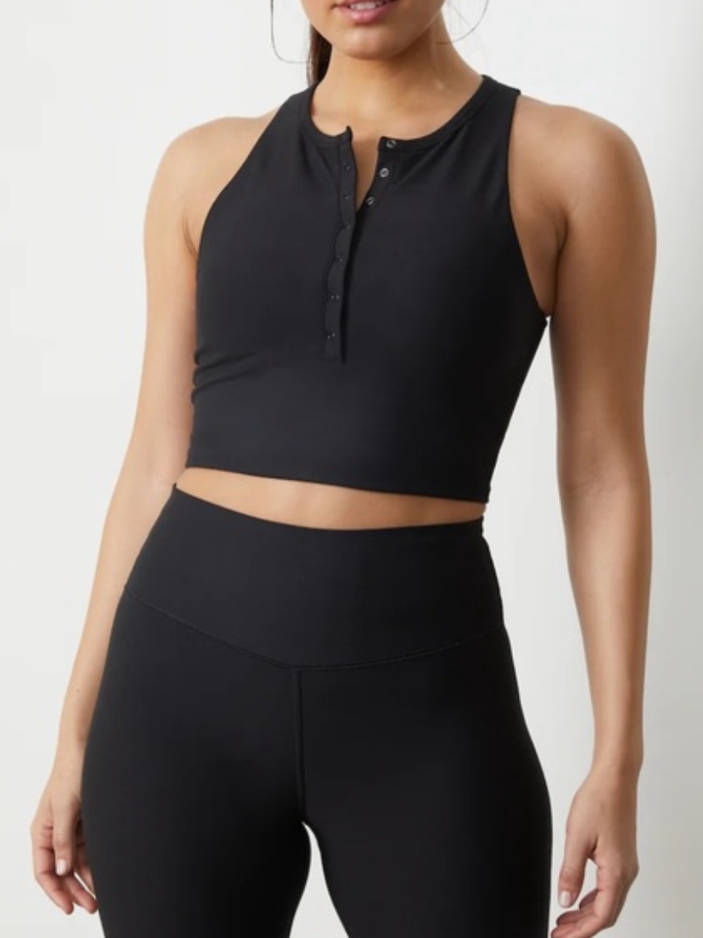 Abercrombie YPB Black Snap Front Cropped Tank Top S